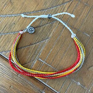 Pura Vida NWOT Multi-Strand String Bracelet Red Yellow Grey White Silver P Charm